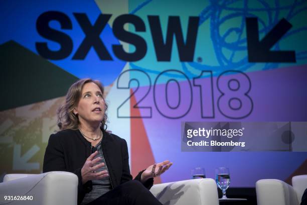 Susan Wojcicki, chief executive officer of YouTube Inc., speaks during a keynote session at the South By Southwest conference in Austin, Texas, U.S.,...
