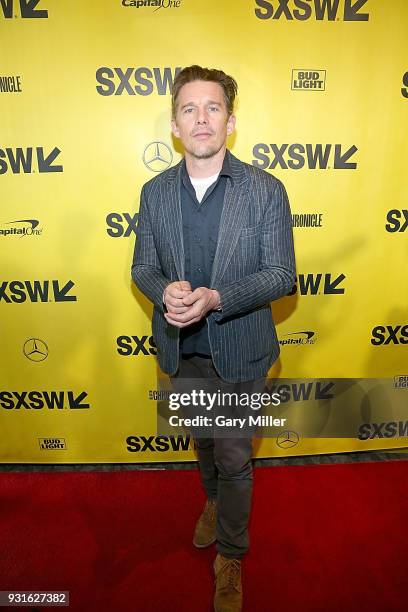 Ethan Hawke attends the premiere of the new film "First Reformed" at the Stateside Theatre during South By Southwest on March 13, 2018 in Austin,...