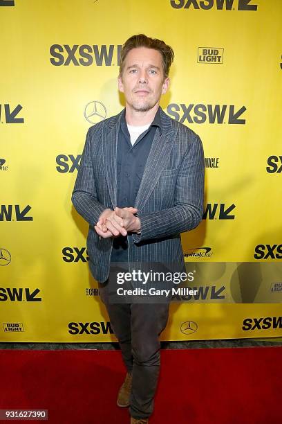 Ethan Hawke attends the premiere of the new film "First Reformed" at the Stateside Theatre during South By Southwest on March 13, 2018 in Austin,...