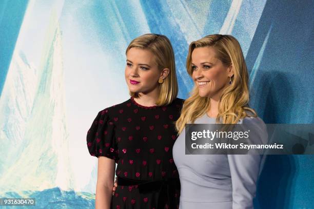 Reese Witherspoon and Ava Phillippe arrive for the European film premiere of 'A Wrinkle in Time' at the BFI Imax cinema in the South Bank district of...