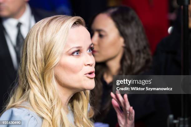 Reese Witherspoon arrives for the European film premiere of 'A Wrinkle in Time' at the BFI Imax cinema in the South Bank district of London. March...