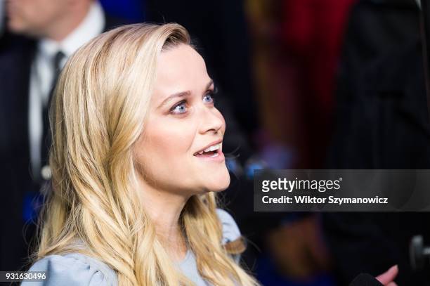 Reese Witherspoon arrives for the European film premiere of 'A Wrinkle in Time' at the BFI Imax cinema in the South Bank district of London. March...