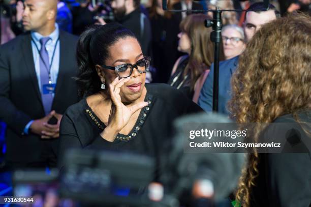 Oprah Winfrey arrives for the European film premiere of 'A Wrinkle in Time' at the BFI Imax cinema in the South Bank district of London. March 13,...