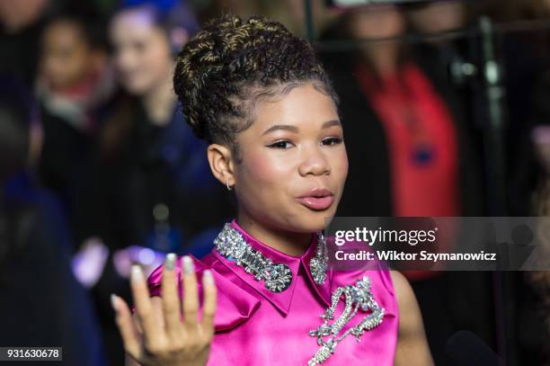 Storm Reid arrives for the European film premiere of 'A Wrinkle in Time' at the BFI Imax cinema in the South Bank district of London. March 13, 2018...