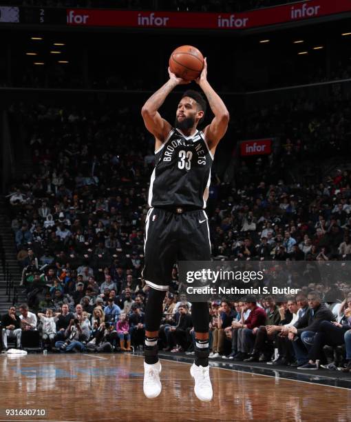 Allen Crabbe of the Brooklyn Nets shoots the ball against the Toronto Raptors on March 13, 2018 at Barclays Center in Brooklyn, New York. NOTE TO...