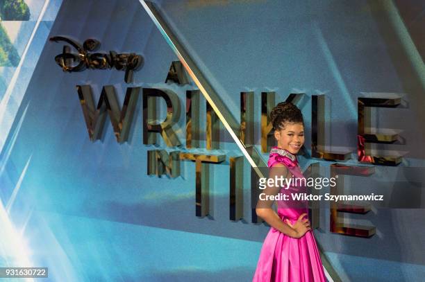 Storm Reid arrives for the European film premiere of 'A Wrinkle in Time' at the BFI Imax cinema in the South Bank district of London. March 13, 2018...