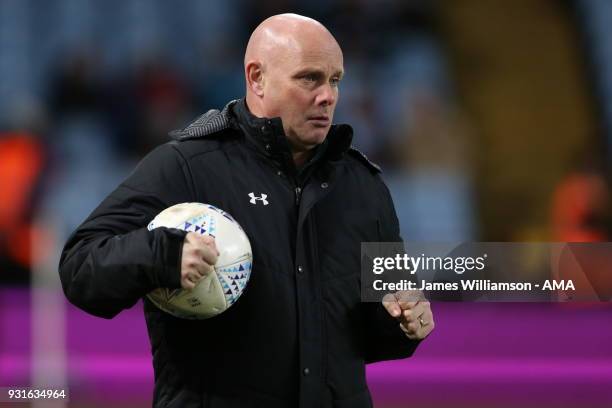 Aston Villa coach Steve Agnew during the Sky Bet Championship match between Aston Villa and Queens Park Rangers at Villa Park on March 13, 2018 in...