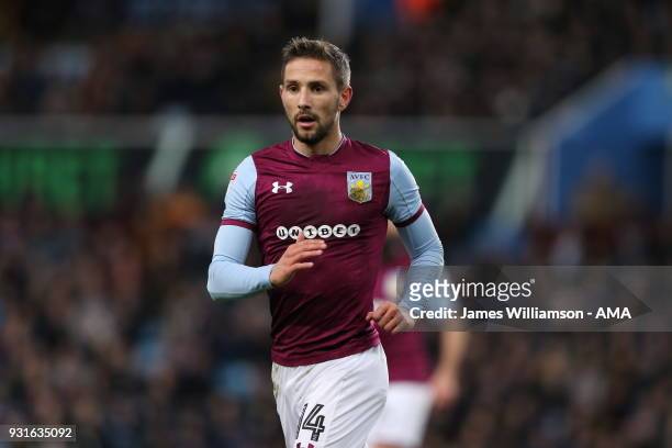 Conor Hourihane of Aston Villa during the Sky Bet Championship match between Aston Villa and Queens Park Rangers at Villa Park on March 13, 2018 in...
