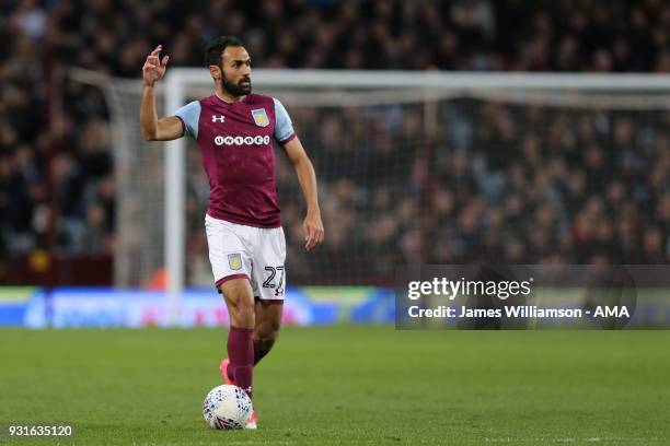 Ahmed Elmohamady of Aston Villa during the Sky Bet Championship match between Aston Villa and Queens Park Rangers at Villa Park on March 13, 2018 in...