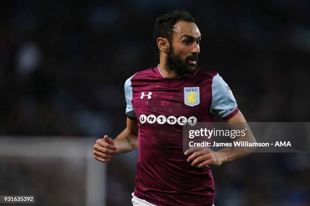 Ahmed Elmohamady of Aston Villa during the Sky Bet Championship match between Aston Villa and Queens Park Rangers at Villa Park on March 13, 2018 in...