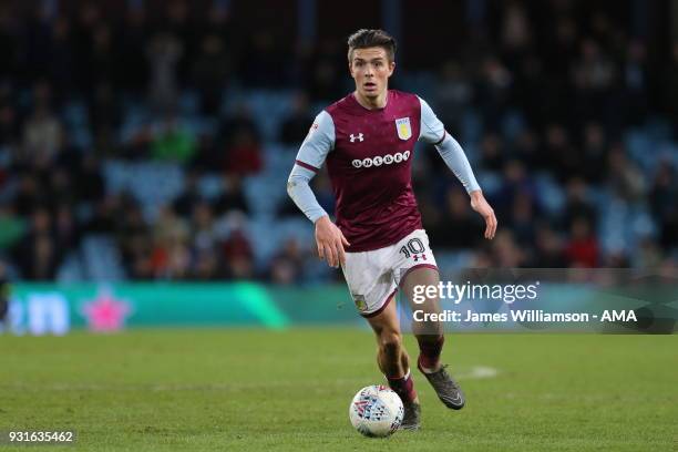 Jack Grealish of Aston Villa during the Sky Bet Championship match between Aston Villa and Queens Park Rangers at Villa Park on March 13, 2018 in...