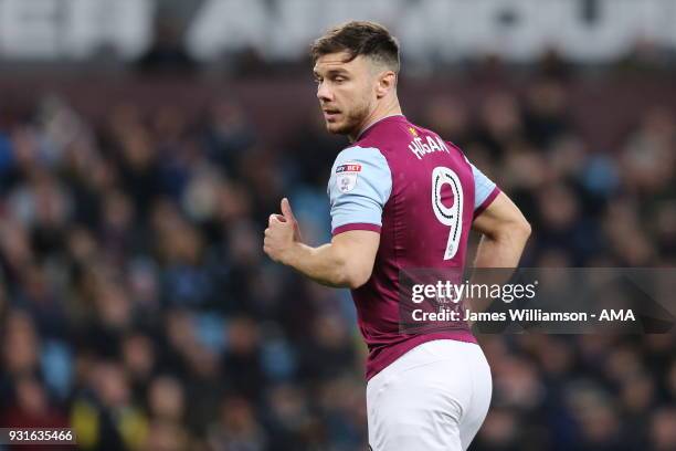 Scott Hogan of Aston Villa during the Sky Bet Championship match between Aston Villa and Queens Park Rangers at Villa Park on March 13, 2018 in...