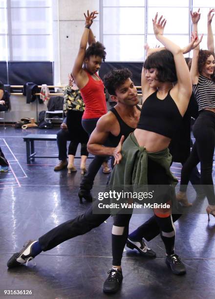 Carlos Gonzalez and Vanessa Hudgens with cast during the Broadway Center Stage Rehearsal for 'In the Heights' on March 13, 2018 at Baryshnikov Arts...