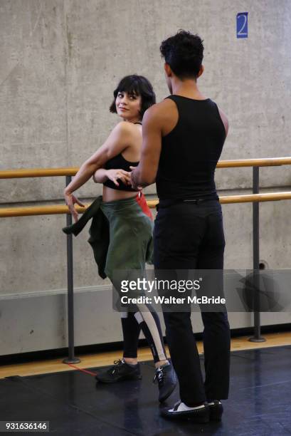 Vanessa Hudgens and Carlos Gonzalez during the Broadway Center Stage Rehearsal for 'In the Heights' on March 13, 2018 at Baryshnikov Arts Center in...