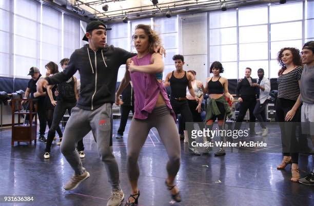 Anthony Ramos with cast during the Broadway Center Stage Rehearsal for 'In the Heights' on March 13, 2018 at Baryshnikov Arts Center in New York City.
