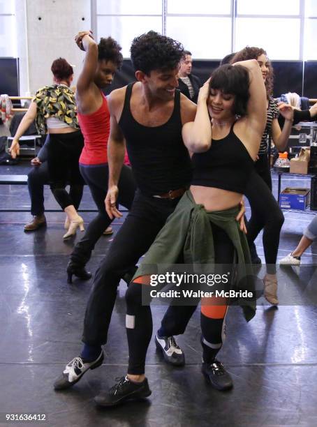 Carlos Gonzalez and Vanessa Hudgens with cast during the Broadway Center Stage Rehearsal for 'In the Heights' on March 13, 2018 at Baryshnikov Arts...