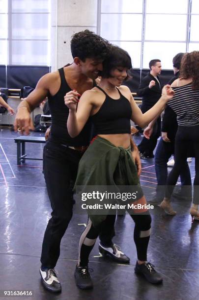 Carlos Gonzalez and Vanessa Hudgens with cast during the Broadway Center Stage Rehearsal for 'In the Heights' on March 13, 2018 at Baryshnikov Arts...