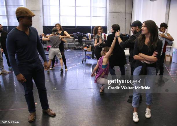 Quinton Johnson with cast during the Broadway Center Stage Rehearsal for 'In the Heights' on March 13, 2018 at Baryshnikov Arts Center in New York...