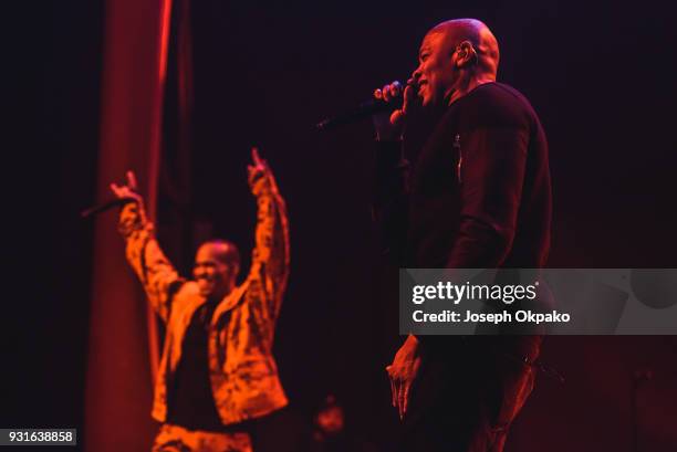 Anderson Paak and Dr. Dre perform at Brixton Academy on March 13, 2018 in London, England.