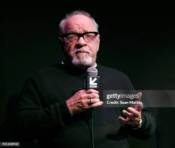 Paul Schrader speaks onstage at the premiere of "First Reformed" during SXSW at Elysium on March 13, 2018 in Austin, Texas.