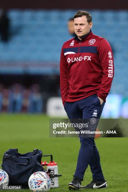 Queens Park Rangers first team coach Marc Bircham during the Sky Bet Championship match between Aston Villa and Queens Park Rangers at Villa Park on...