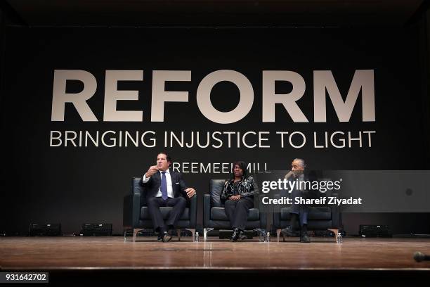 Joe Tacopina, Kathy Williams and Reverend Al Sharpton attend Reform: Bringing Injustice To Light at Irvine Auditorium on March 13, 2018 in...