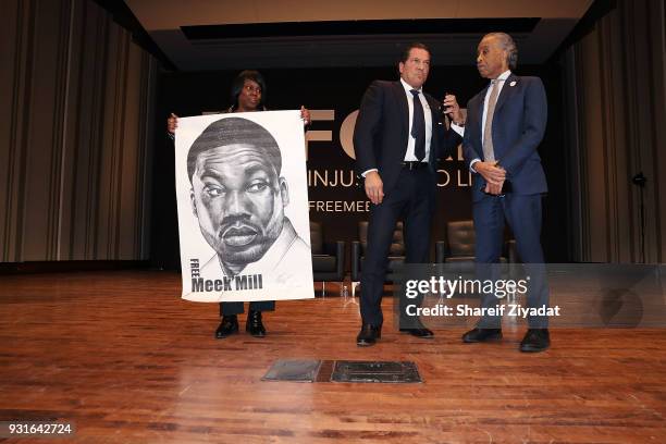 Joe Tacopina, Kathy Williams and Reverend Al Sharpton attend Reform: Bringing Injustice To Light at Irvine Auditorium on March 13, 2018 in...