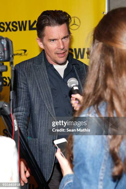 Ethan Hawke attends the premiere of "First Reformed" during SXSW at Elysium on March 13, 2018 in Austin, Texas.