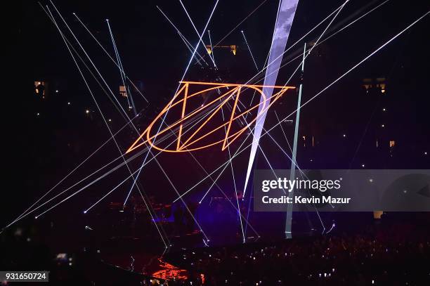 Justin Timberlake performs onstage during his "The Man Of The Woods" tour at Air Canada Centre on March 13, 2018 in Toronto, Canada.