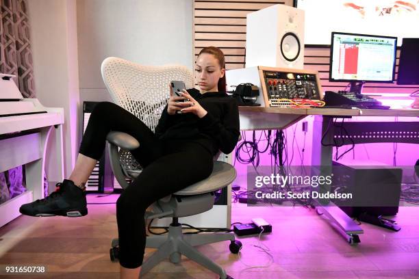 Bhad Bhabie, real name Danielle Bregoli, attends a recording session at Atlantic Records Studios on March 13, 2018 in Los Angeles, California.