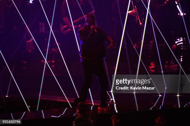 Justin Timberlake performs onstage during his "The Man Of The Woods" tour at Air Canada Centre on March 13, 2018 in Toronto, Canada.