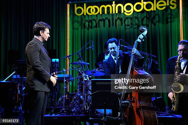 Singer Harry Connick, Jr. Performs live on stage to help celebrate the 2009 holiday windows unveiling at Bloomingdale's on November 17, 2009 in New...