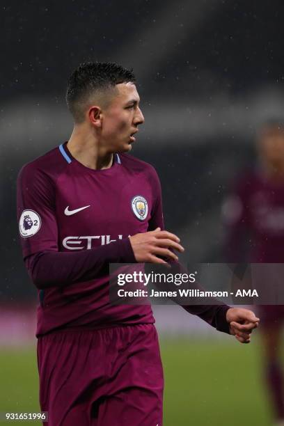 Ian Carlo Poveda of Manchester City during the Premier League 2 match between Derby County and Manchester City on March 9, 2018 in Derby, England.