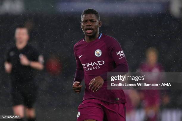 Tom Dele-Bashiru of Manchester City during the Premier League 2 match between Derby County and Manchester City on March 9, 2018 in Derby, England.