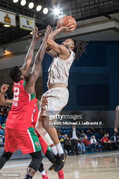 James Young of the Delaware 87ers shoots the ball against the Maine Red Claws during a G-League game on March 13, 2018 at the Bob Carpenter Center in...