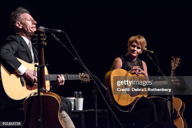 Lyle Lovett and Shawn Colvin live in concert at Bergen Performing Arts Center on March 13, 2018 in Englewood, New Jersey.