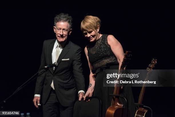 Lyle Lovett and Shawn Colvin live in concert at Bergen Performing Arts Center on March 13, 2018 in Englewood, New Jersey.