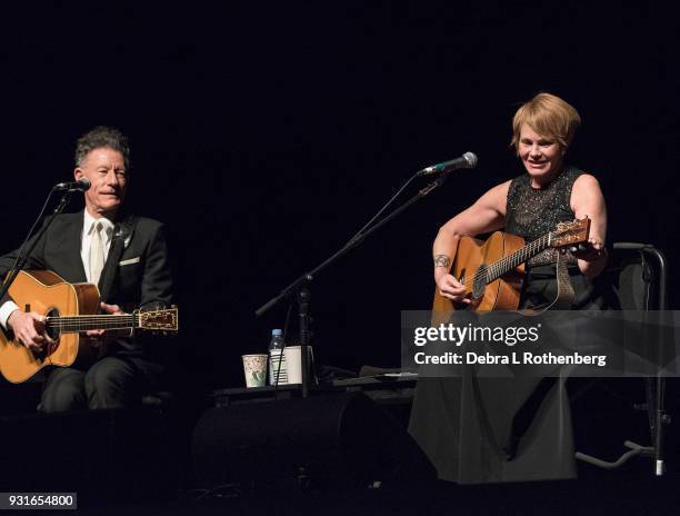 Lyle Lovett and Shawn Colvin live in concert at Bergen Performing Arts Center on March 13, 2018 in Englewood, New Jersey.