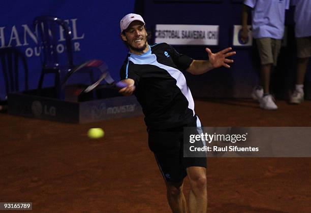 Argentinean tennis player Gaston Gaudio in action against Chilean Cristobal Saavedra-Corvalan for the first round of Lima Challenger 2009 - Movistar...