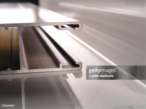 extruded aluminum profiles up close - metal bildbanksfoton och bilder
