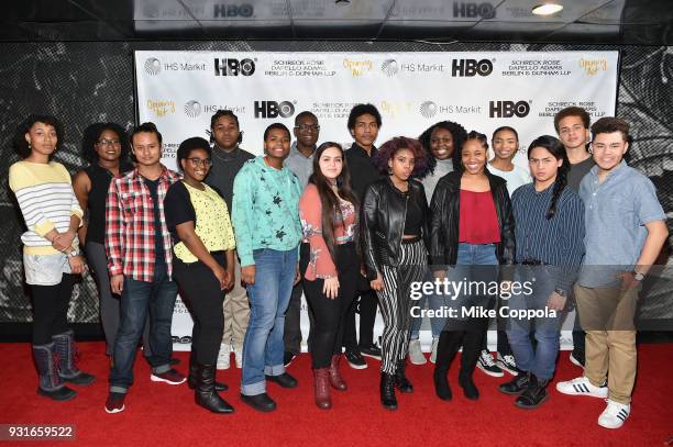 Students attend Opening Act's 12th Annual Benefit Play Reading "Hear Me Here" At New World Stages on March 13, 2018 in New York City.