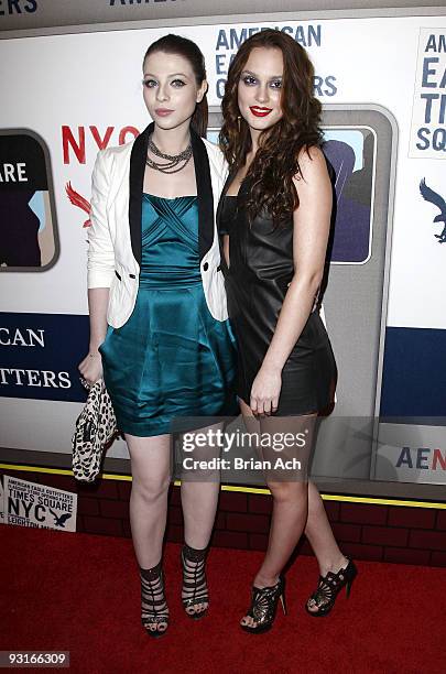 Actresses Michelle Trachtenberg and Leighton Meester attend the grand opening celebration at American Eagle Outfitters, Times Square on November 17,...