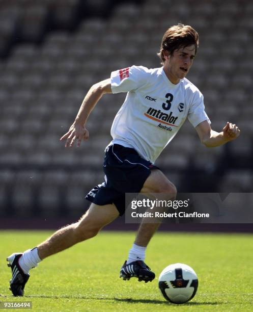 Mate Dugandzic of the Victory controls the ball during a Melbourne Victory A-League training session at Olympic Park on November 18, 2009 in...