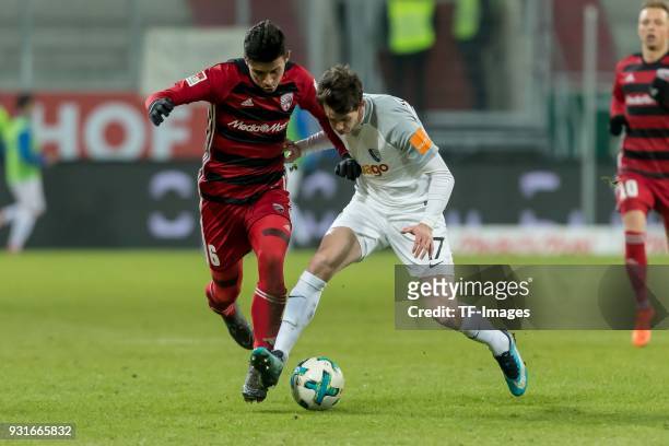 Alfredo Morales of Ingolstadt und Robbie Thomas Kruse of Bochum battle for the ball during the Second Bundesliga match between FC Ingolstadt 04 and...