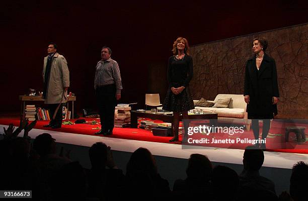 Jimmy Smits, Ken Scott, Christine Lahti and Annie Potts join the cast of "God of Carnage" at The Bernard B. Jacobs Theatre on November 17, 2009 in...