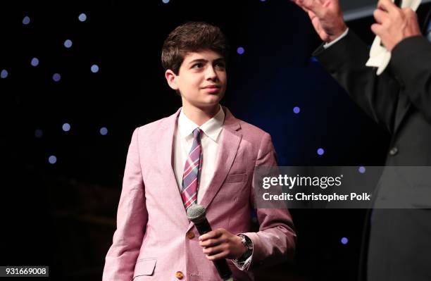 Joshua Rush speaks onstage during A Legacy Of Changing Lives presented by the Fulfillment Fund at The Ray Dolby Ballroom at Hollywood & Highland...