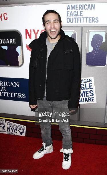 Musician and DJ Pete Wentz attends the grand opening celebration at American Eagle Outfitters, Times Square on November 17, 2009 in New York City.