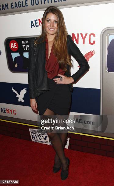 Actress Samantha Swetra attends the grand opening celebration at American Eagle Outfitters, Times Square on November 17, 2009 in New York City.