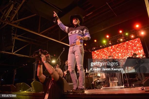 Singer Chris Lane performs at Marathon Music Works on March 13, 2018 in Nashville, Tennessee.