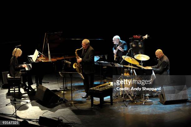 Carla Bley, Andy Sheppard, Steve Swallow and Billy Drummond perform on stage with Carla Bley & The Lost Chords at Queen Elizabeth Hall as part of the...